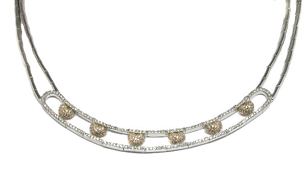 3ct Diamond 14k White and Pink Gold Heart Necklace