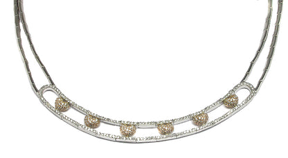 3ct Diamond 14k White and Pink Gold Heart Necklace