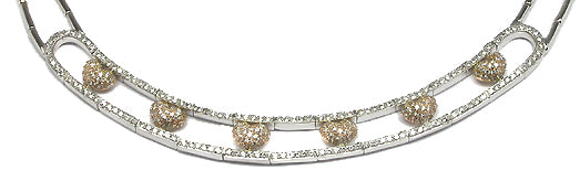 3ct Diamond 14k White and Pink Gold Heart Necklace