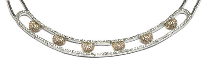 3ct Diamond 14k White and Pink Gold Heart Necklace