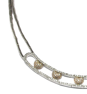 3ct Diamond 14k White and Pink Gold Heart Necklace