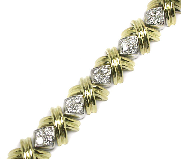 3ct Diamond 18k Yellow & White Gold Bracelet