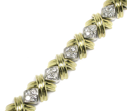 3ct Diamond 18k Yellow & White Gold Bracelet