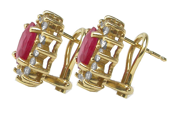3ct Oval Ruby Diamond 14k  Yellow Gold Earrings