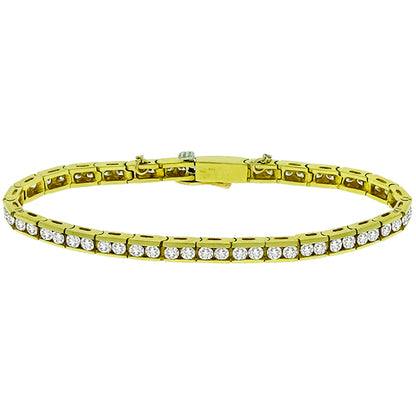 Vintage 4.80ct Round Brilliant Diamond Tennis 18k Yellow Gold Bracelet
