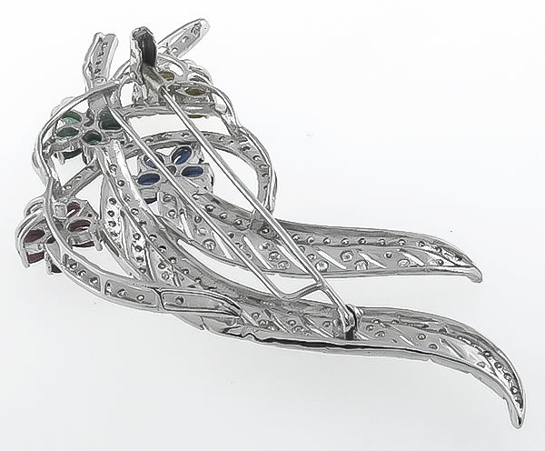 4.00ct Diamond 7.50ct Multi Color Precious Stone Pin