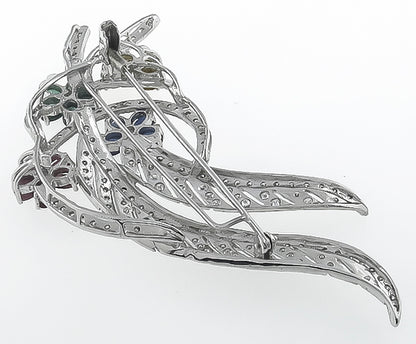 4.00ct Diamond 7.50ct Multi Color Precious Stone Pin