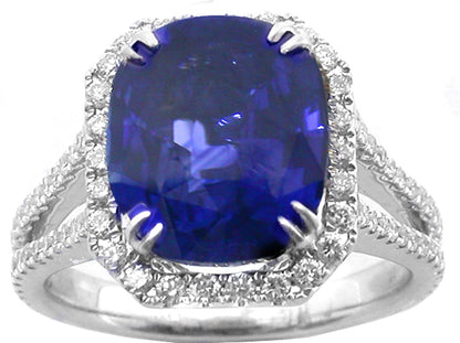 4.20ct  Ceylon Sapphire Diamond  Gold Engagement Ring