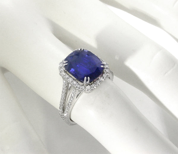4.20ct  Ceylon Sapphire Diamond  Gold Engagement Ring
