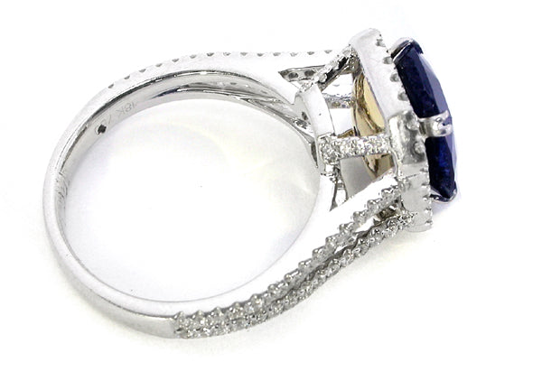 4.20ct  Ceylon Sapphire Diamond  Gold Engagement Ring