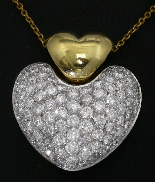 4.20ct Diamond 18k Gold Heart Pendant