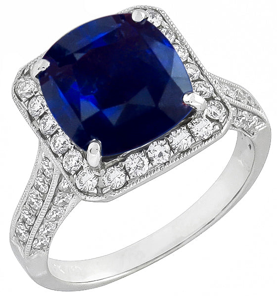 4.24ct Sapphire 1.00ct Diamond Engagement Ring