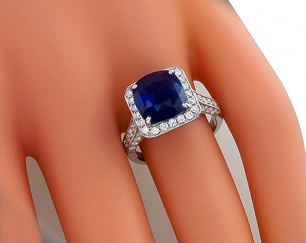 4.24ct Sapphire 1.00ct Diamond Engagement Ring