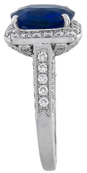 4.24ct Sapphire 1.00ct Diamond Engagement Ring