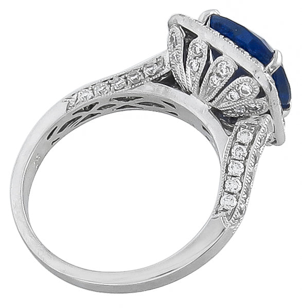 4.24ct Sapphire 1.00ct Diamond Engagement Ring