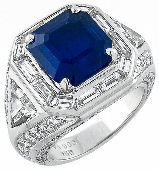 4.24ct Sapphire 4.70ct Diamond Ring