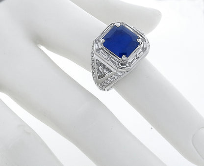 4.24ct Sapphire 4.70ct Diamond Ring