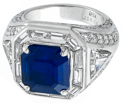 4.24ct Sapphire 4.70ct Diamond Ring
