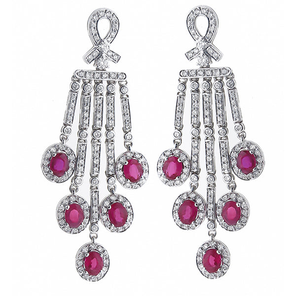 4.35ct Ruby 1.95ct Diamond Gold Chandelier Earrings