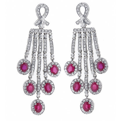 4.35ct Ruby 1.95ct Diamond Gold Chandelier Earrings