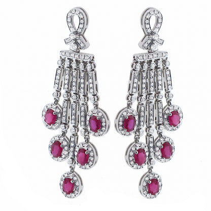 4.35ct Ruby 1.95ct Diamond Gold Chandelier Earrings