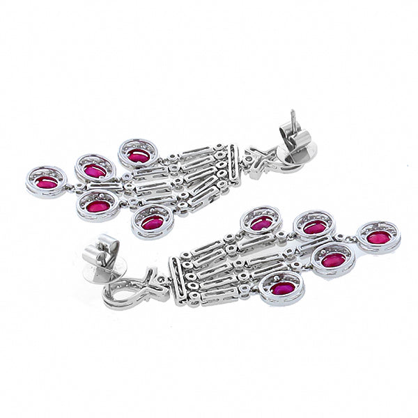 4.35ct Ruby 1.95ct Diamond Gold Chandelier Earrings