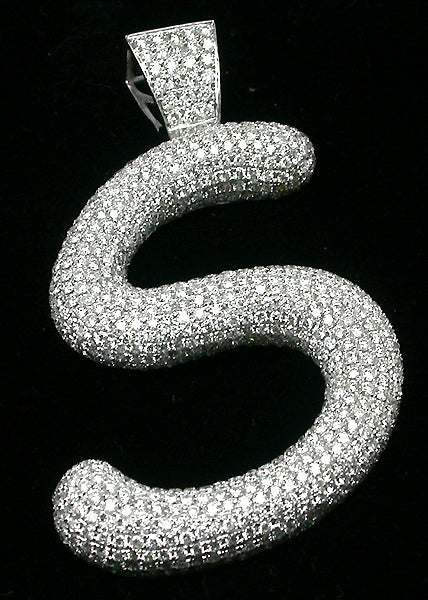 4.50ct  DIamond 14k White Gold "S" Pendant
