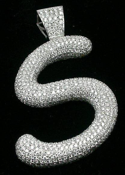 4.50ct  DIamond 14k White Gold "S" Pendant