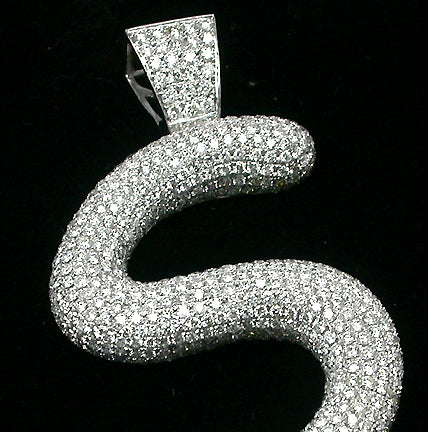 4.50ct  DIamond 14k White Gold "S" Pendant
