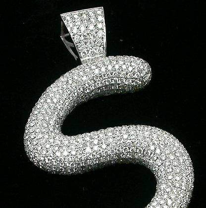 4.50ct  DIamond 14k White Gold "S" Pendant