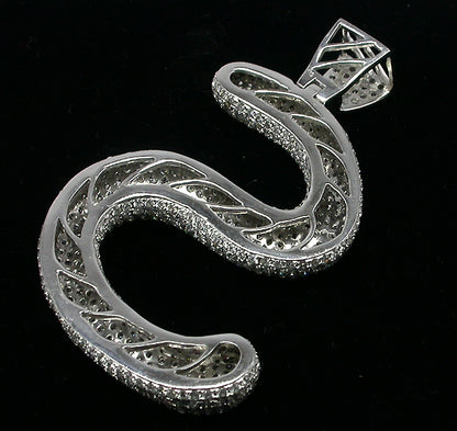 4.50ct  DIamond 14k White Gold "S" Pendant