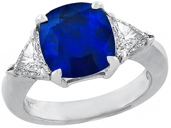 4.52ct Sapphire 0.88ct Diamond Engagement Ring