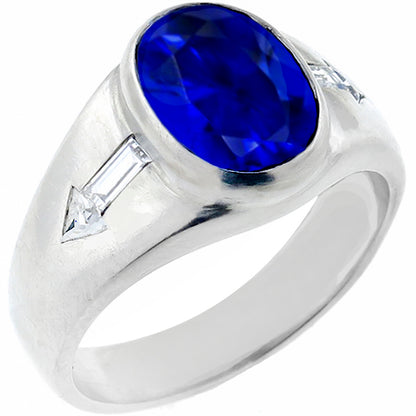 4.54ct Ceylon Sapphire Diamond Platinum Ring