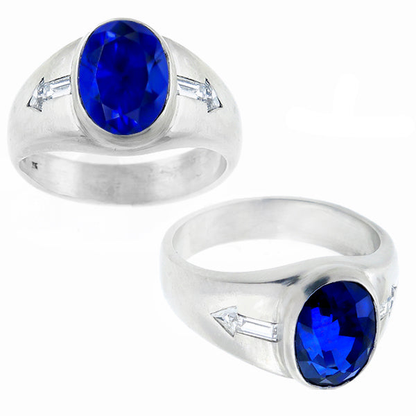4.54ct Ceylon Sapphire Diamond Platinum Ring