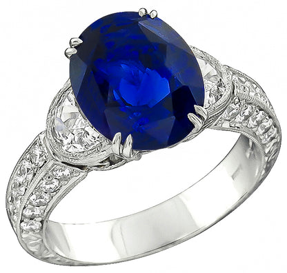 4.71ct Sapphire 1.20ct Diamond Engagement Ring