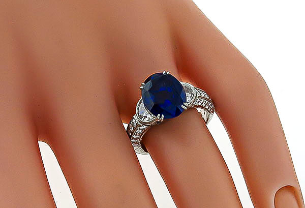 4.71ct Sapphire 1.20ct Diamond Engagement Ring