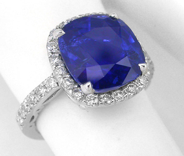 4.89 Sapphire Diamond Platinum Engagement Ring