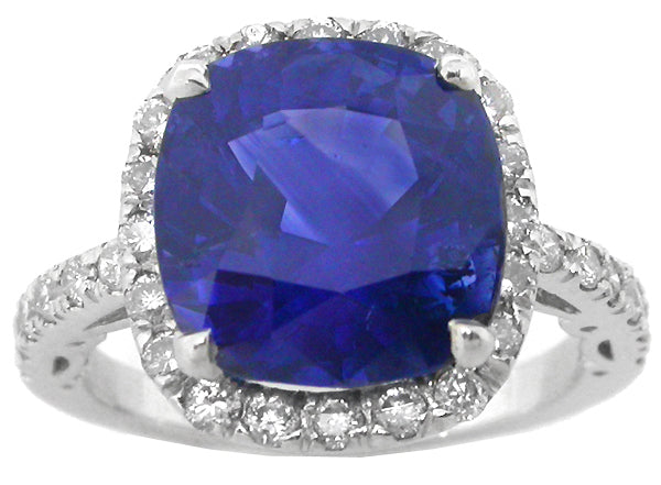 4.89 Sapphire Diamond Platinum Engagement Ring