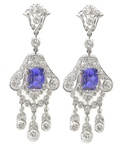 4.98ct Ceylon Sapphire 2.21ct Diamond Earrings