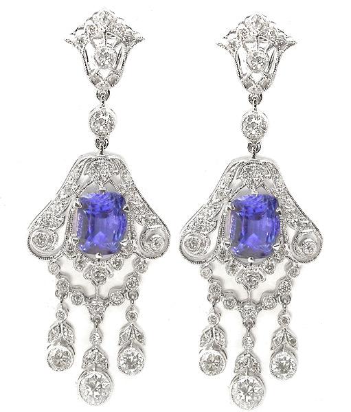 4.98ct Ceylon Sapphire 2.21ct Diamond Earrings