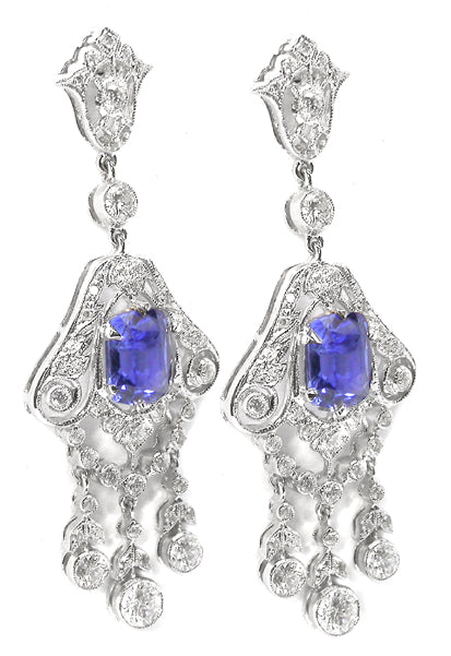 4.98ct Ceylon Sapphire 2.21ct Diamond Earrings