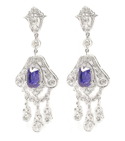 4.98ct Ceylon Sapphire 2.21ct Diamond Earrings