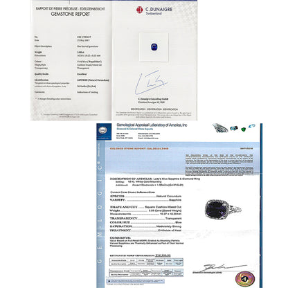 5.88ct Certified Ceylon Sapphire Diamond Gold Engagement Ring