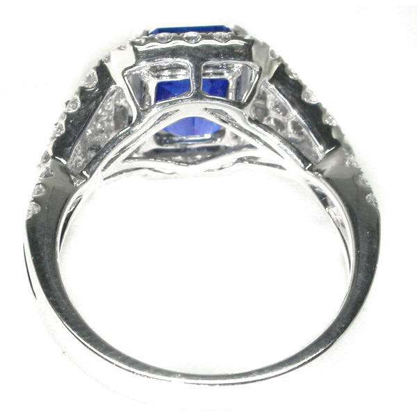 5.00ct Ceylon Sapphire 1.10ct Diamond 18k White Gold Ring