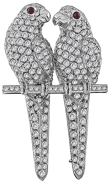 5.00ct Diamond Ruby Love Birds Pin