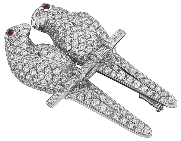 5.00ct Diamond Ruby Love Birds Pin