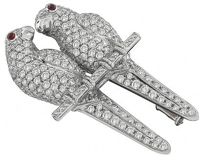 5.00ct Diamond Ruby Love Birds Pin