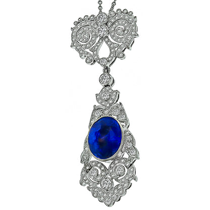 5.12ct Sapphire 1.31ct Diamond Pendant