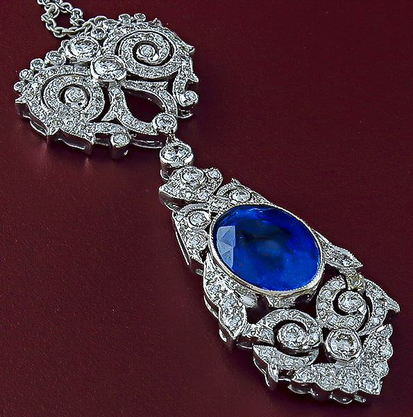 5.12ct Sapphire 1.31ct Diamond Pendant