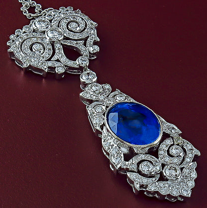 5.12ct Sapphire 1.31ct Diamond Pendant